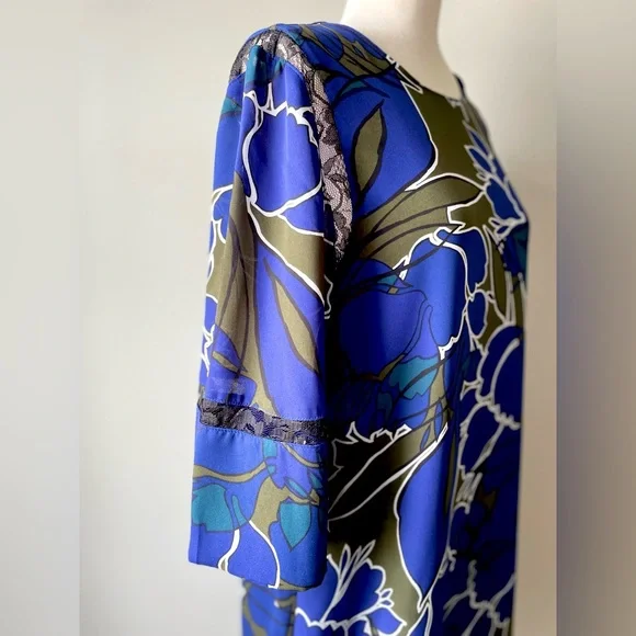 Apt. 9 | 3/4 Sleeve Shift Dress | Royal Blue & Green | Small - Picture 2 of 4